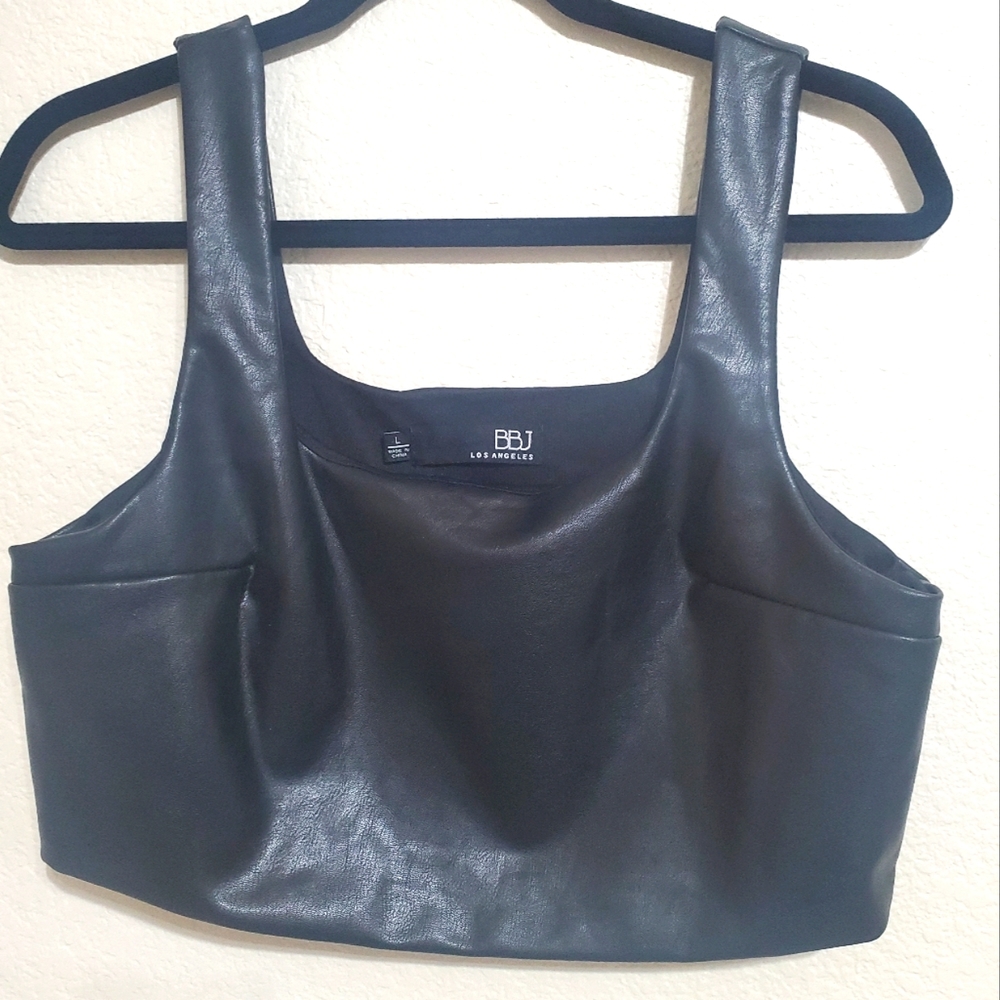 - BBJ black Leather Crop Top Sz L